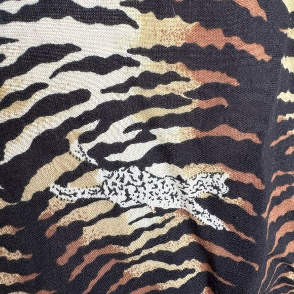 Vintage Animal Leopard Striped Button Up Short Sleeve Summer Top - Picture 6 of 7